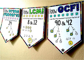 Finding GCF and LCM with the Upside-down Cake Method - here is a GCF, LCM and Prime Factors math pennant activity