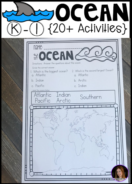 Ocean Activities, Centers and Crafts for kindergarten is the perfect unit for young learners that love learning about animal life. This unit is based around essential question and contains real photos, anchor charts, large and small group as well as independent writing and centers to reinforce concepts and fun hands on craftivities that students will love!