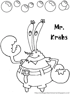 Gambar Mewarnai Mr. Krabs