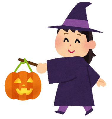 かぼちゃのランタンを持つ女の子のイラスト
