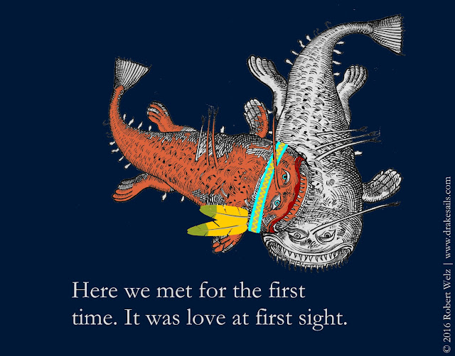 In the deep ocean. Two Sea Monster in love. This comic is so romantic.