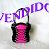 BOLSO CORSET GOTICO  NEGRO-ROSA (ROEBUCK)(30 €)