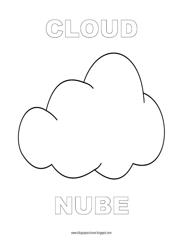 Dibujos Inglés - Español con N: Nube - Cloud