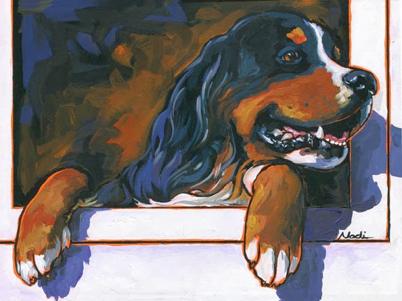 dog painting, Bernese Mountain Dog, Berner