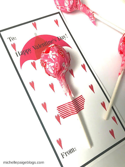 Umbrella Printable Valentines @michellepaigeblogs.com