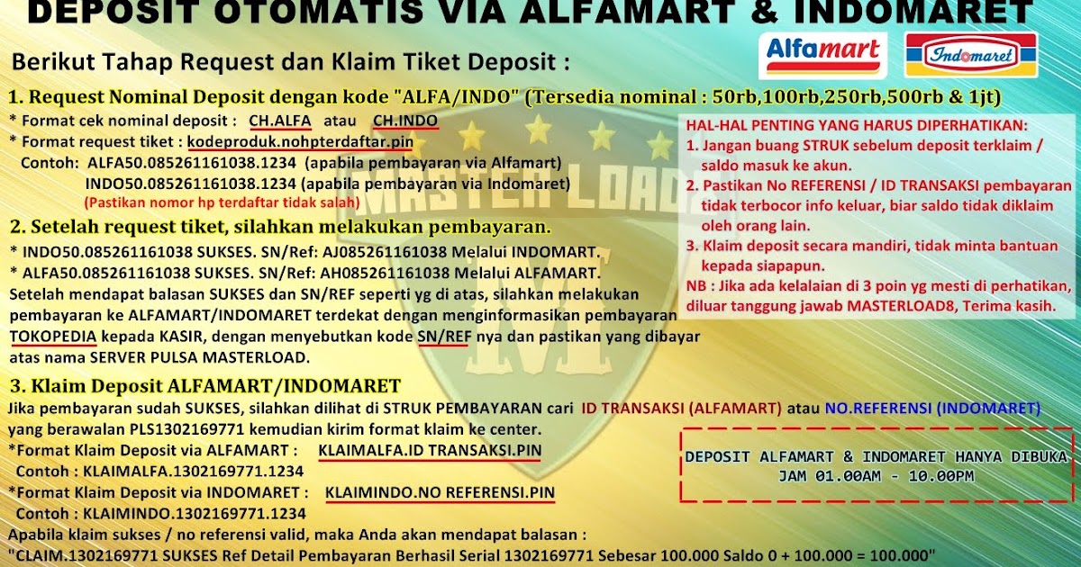 DEPOSIT OTOMATIS via ALFAMART & INDOMARET SERVER PULSA DEPOSIT OTOMATIS via ALFAMART & INDOMARET SERVER PULSA