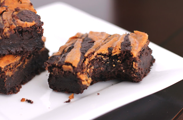 Super moist and fudgy Healthy Fudgy Peanut Butter Swirled Black Bean Brownies! Low fat, sugar free, high fiber, high protein, gluten free and vegan!