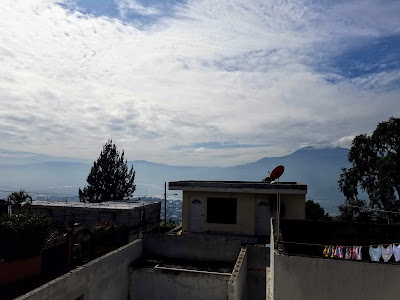 view from rooftop in Guatemala laundry underwear hanging clothes line