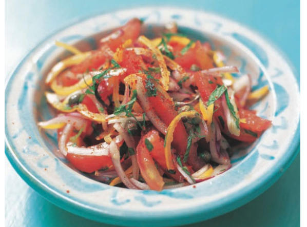 Preserved lemon and tomato salad with capers