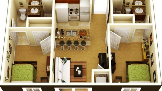 Desain Rumah Petak 2 Kamar Tidur Untuk Tempat Tinggal