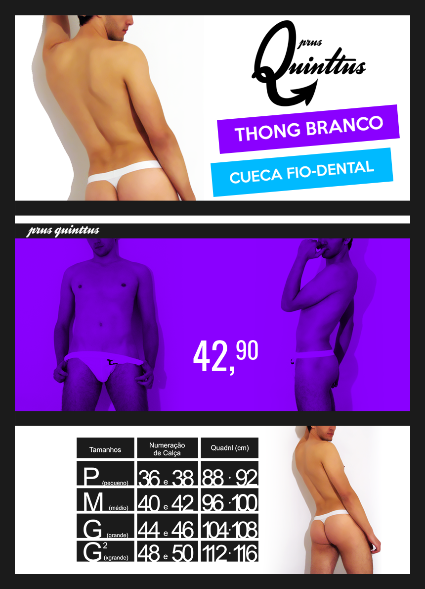 Cueca Thong Fio Dental Tanga Prus Quinttus
