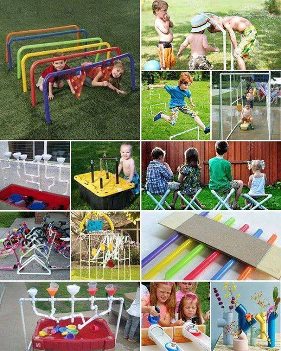 piscina de pelotas con tubos de pvc