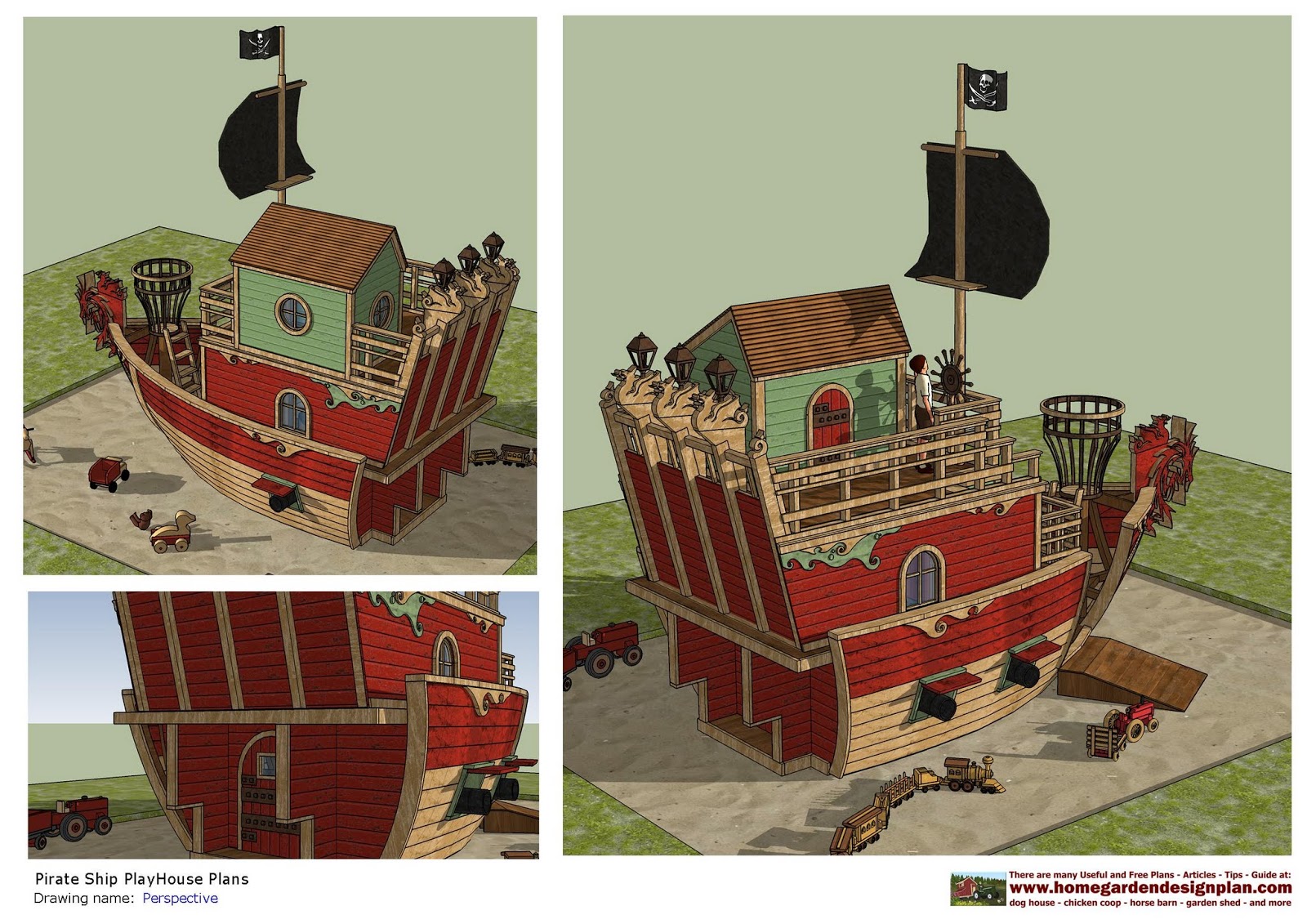 home garden plans: PS100 - Pirates Ship PlayHouse Plans 