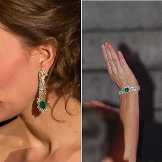 Kate Middleton  Diamond and emerald earrings and bracelet Kate Middleton Style