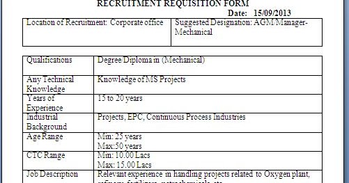 Recruitment Requisition Form Sample Template