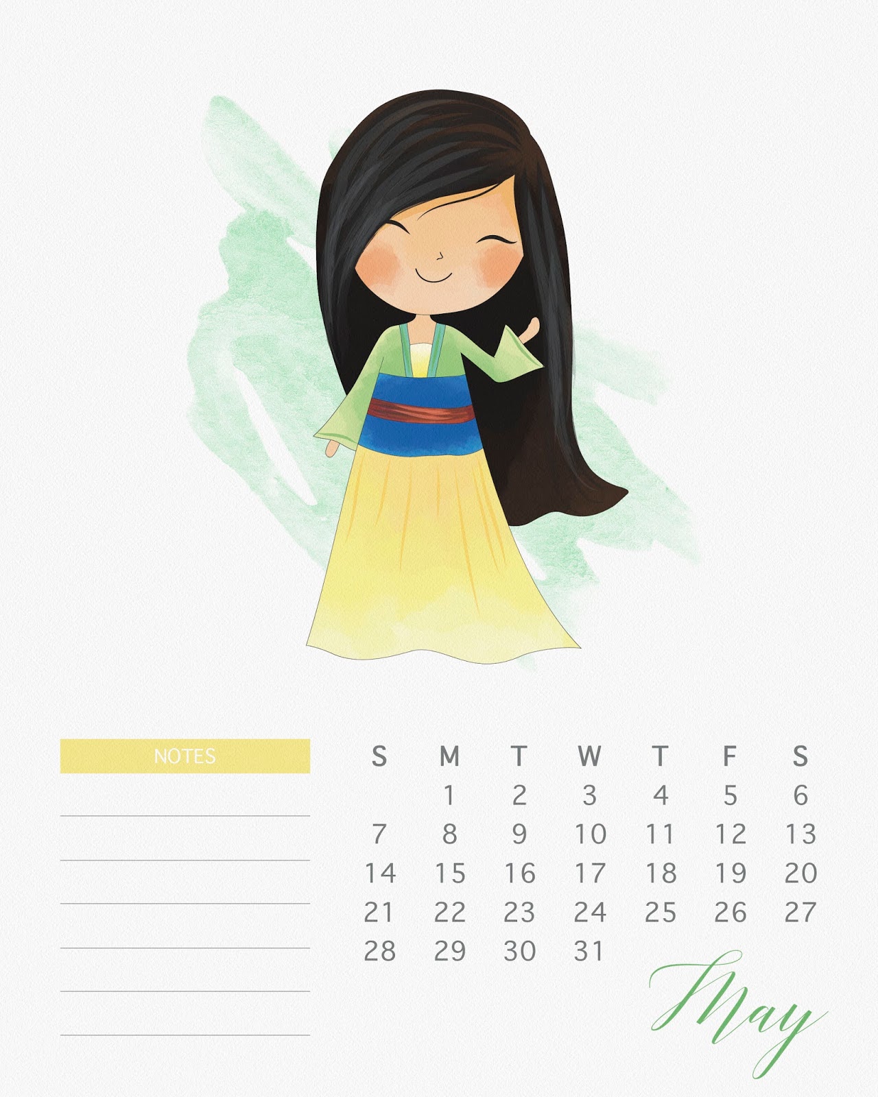 Calendario 2017 de las Princesas Disney para Imprimir Gratis. Ideas y
