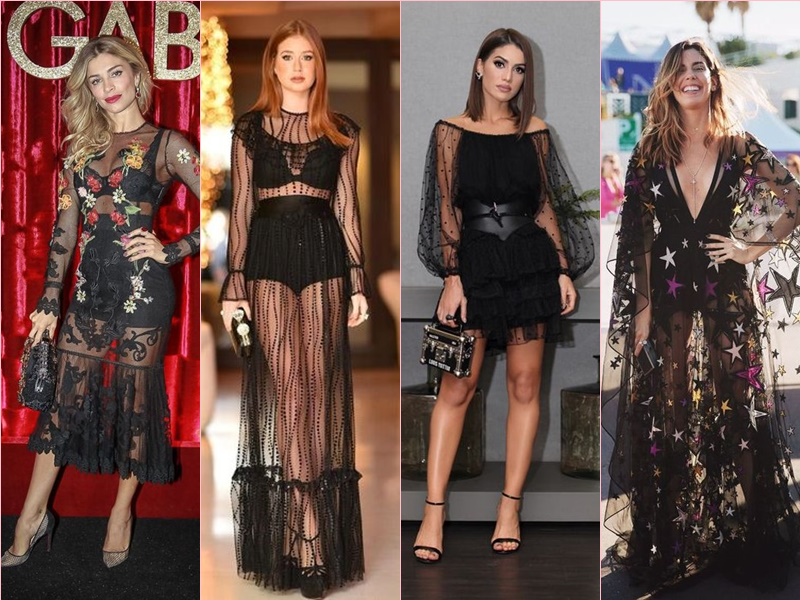 roupas com tule transparente