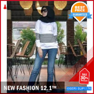 SUP1176A18 Atasan Kaos Reallme Garispakaian Wanita Fashion BMGShop