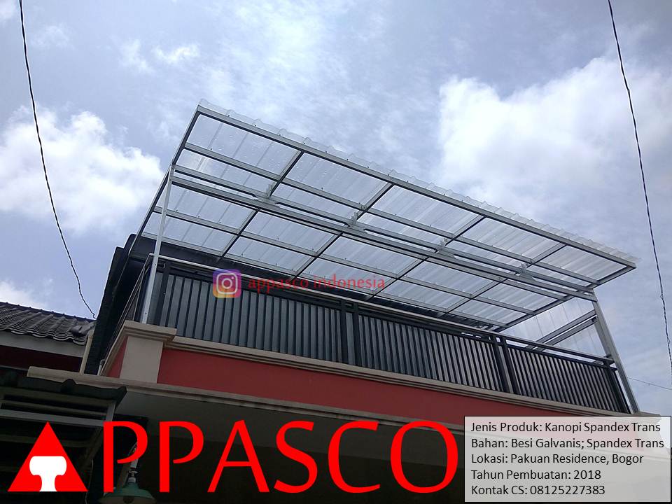 Kanopi Minimalis Atap Spandek yang Transparan di Pakuan Residence