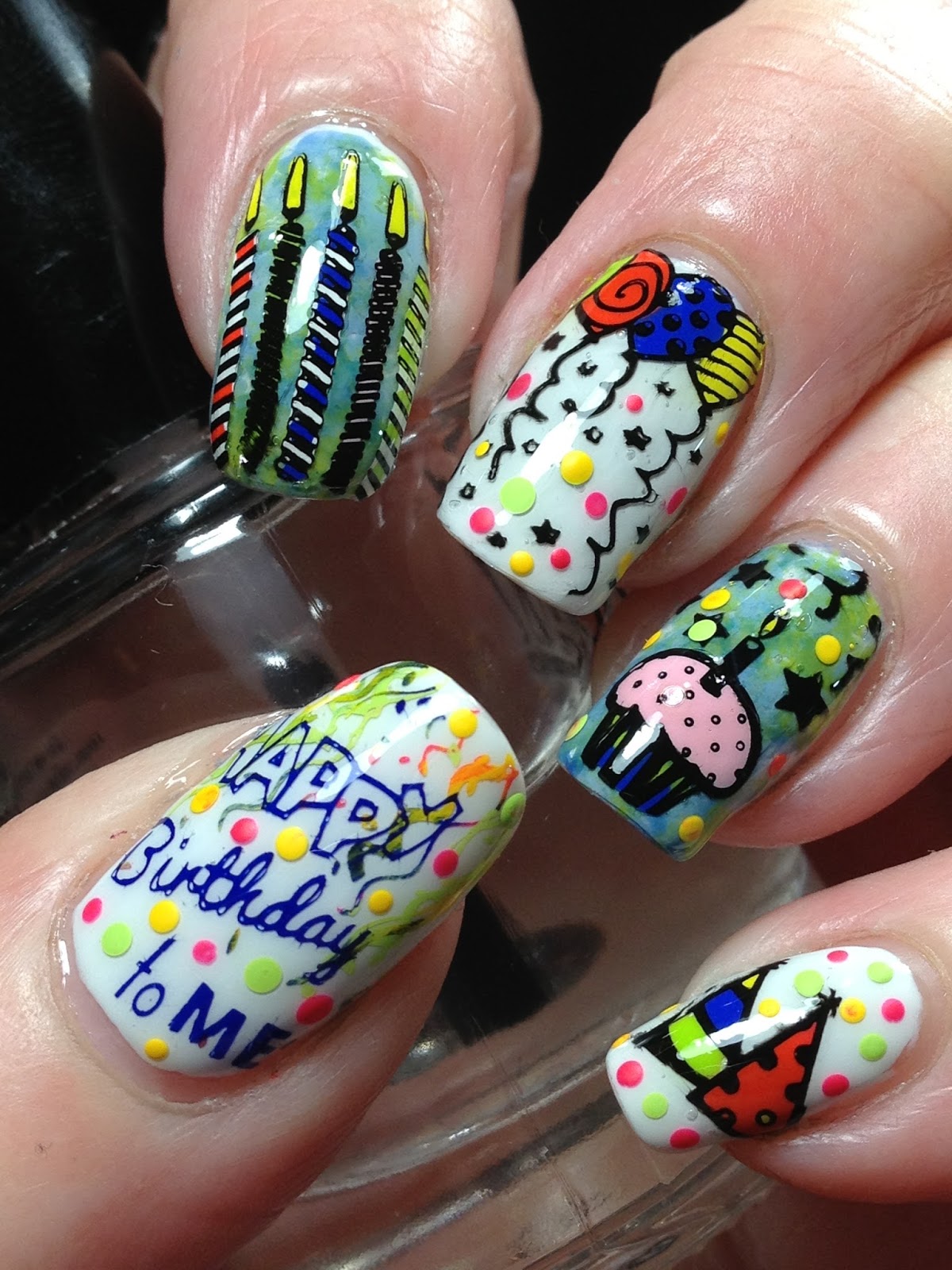 Canadian Nail Fanatic Happy Birthday Nails!