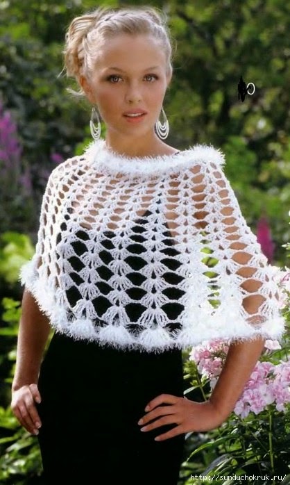 Glamorosa capa tejida crochet con