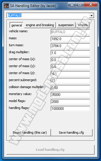 SA Handling Editor para GTA San Andreas