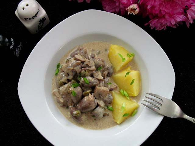 Фрикасе из куриных сердечек