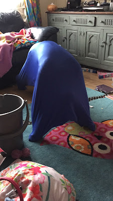 Stretching the body sock against the body