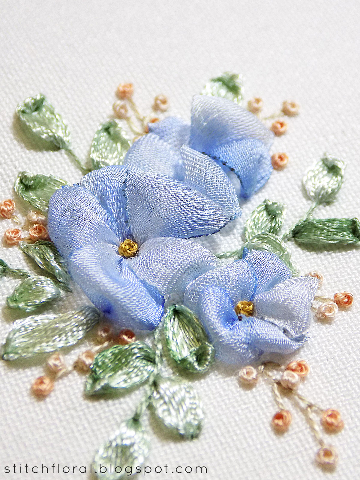 Forget me nots: ribbon embroidery tutorial - Stitch Floral