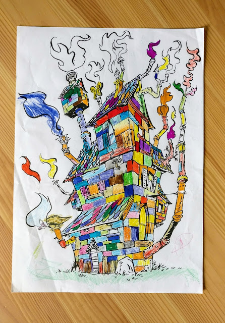 coloriage maison cheminée enfant dessin couleurs Le Pueblo