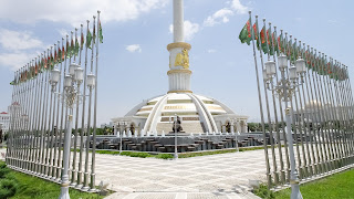 Dozens of Turkmenistan Flags around the Square