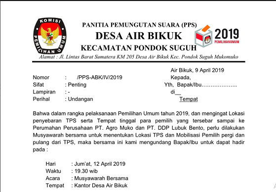 Surat Undangan Dan Notulen Berita Acara Rapat Penentuan