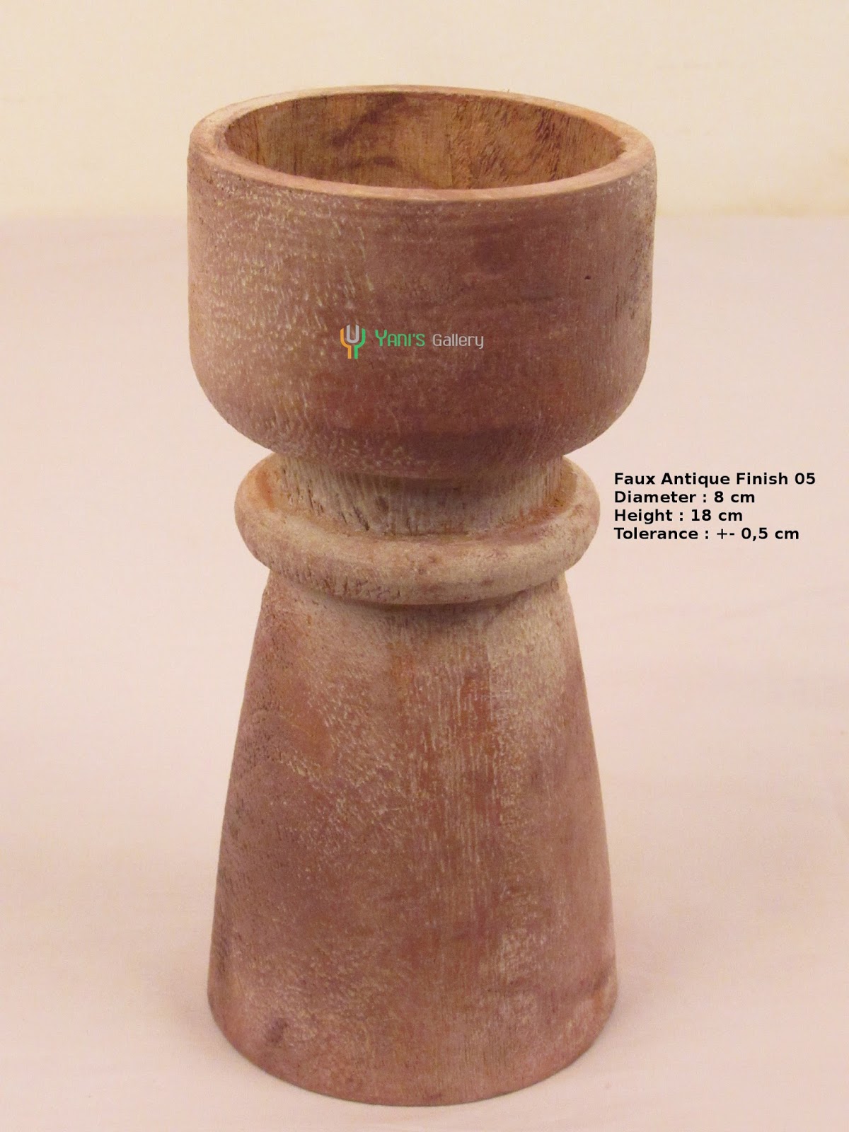 Faux Antique Finish Wood Candle Holder