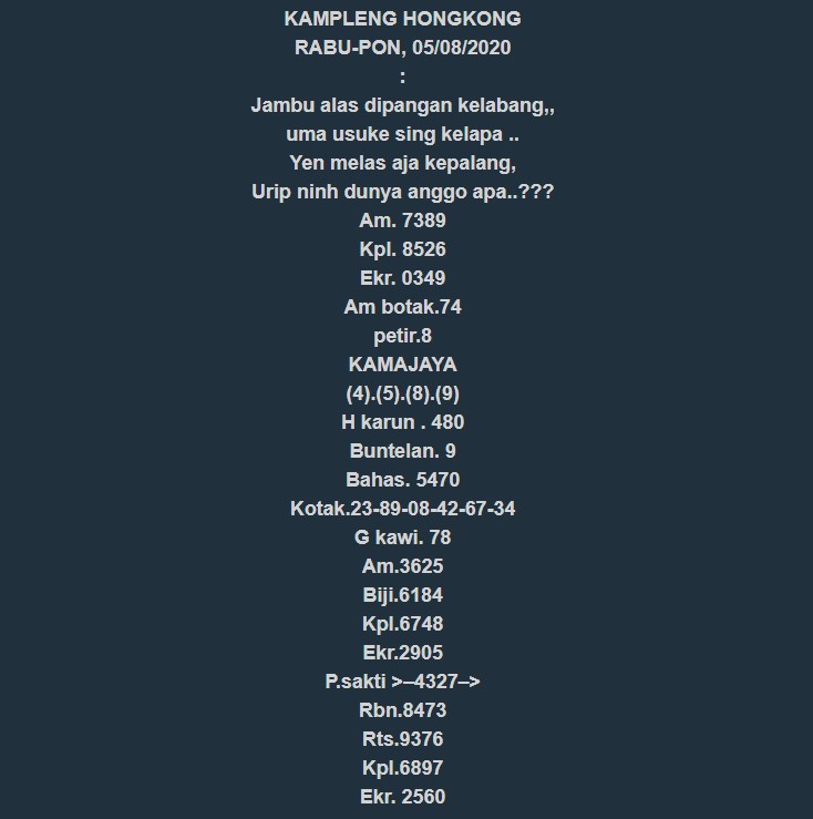 Syair Ritual Kakek Tua Hk Prediksi Syair hk 14 Juli 2020
