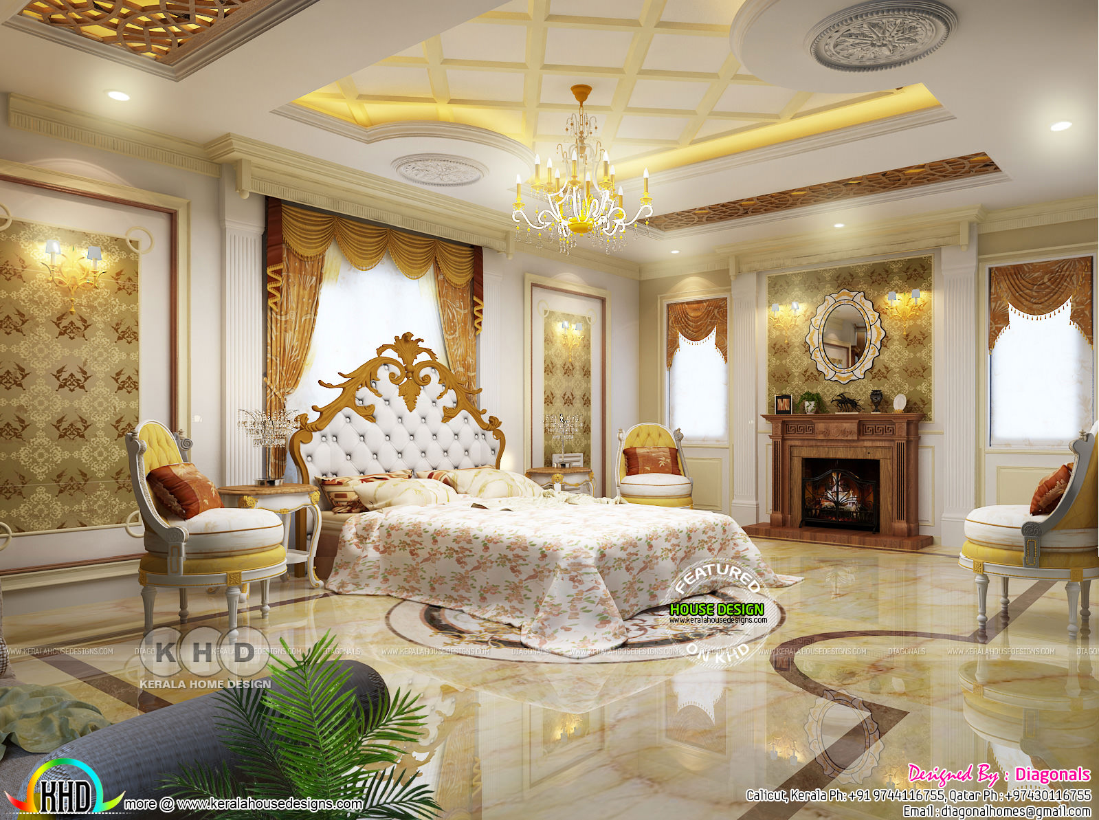 Grand bedroom design ideas Kerala home design and floor