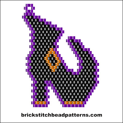 Click for a larger image of the Another Witch Shoe Halloween bead pattern labeled color chart.