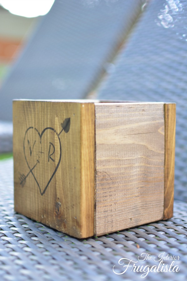 How to make simple and adorable rustic wooden carved love heart wedding centerpiece boxes, a DIY budget wedding decor idea with country-style charm.