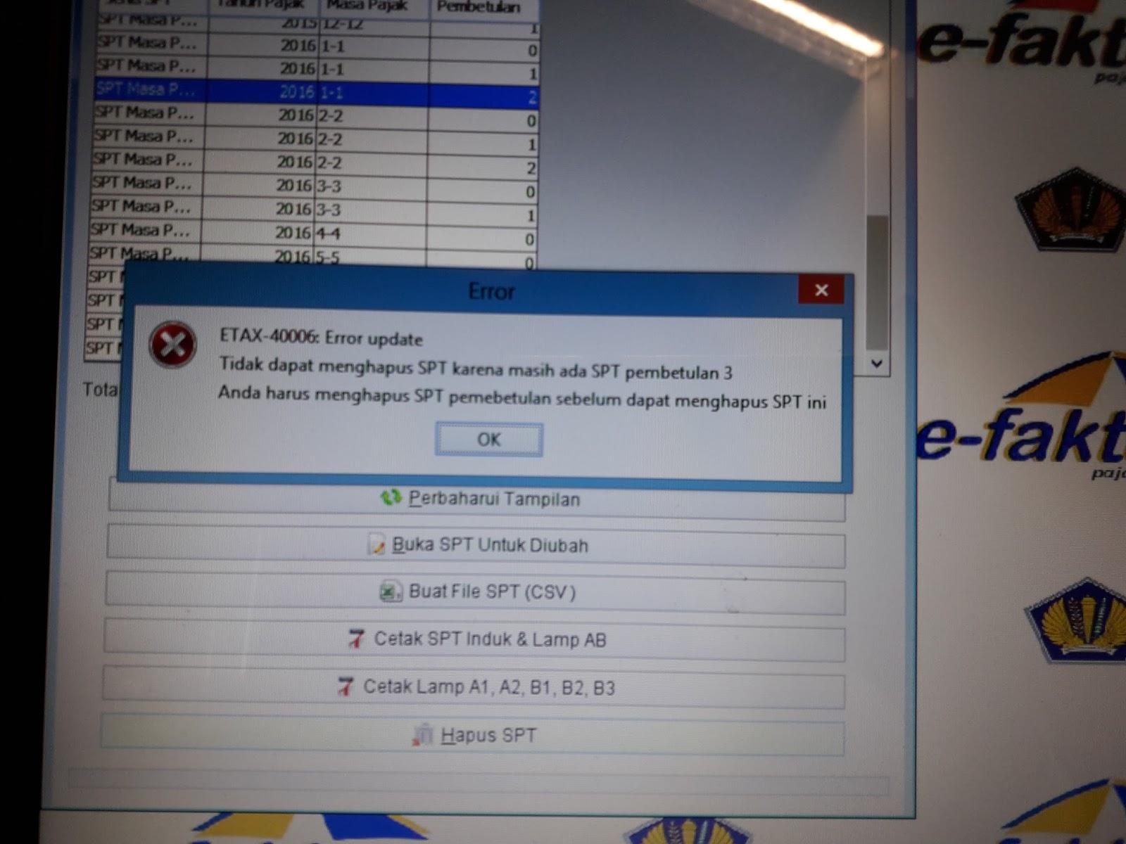 Error ETAX10002Tidak dapat mengambil data ETAX10003
