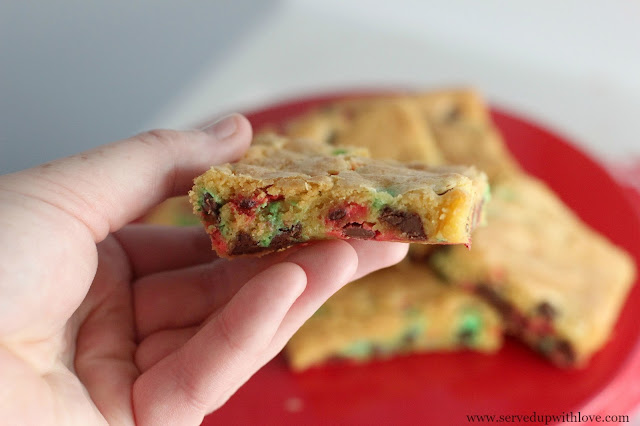 Chocolate Chip "Lazy" Cookie Bars recipe from Served Up With Love