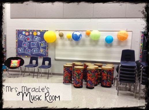 My Music Room Set-Up: Blog post with TONS of ideas for organization and decor in your music and/or space-themed classroom!