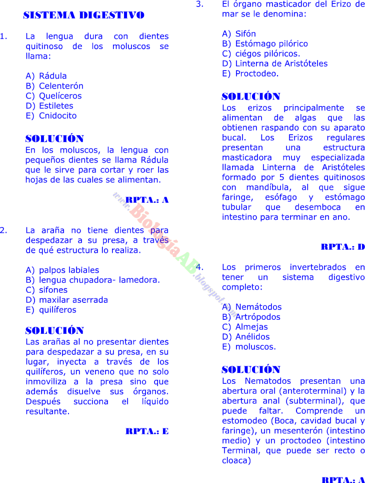 SISTEMA DIGESTIVO PREGUNTAS RESUELTAS TIPO EXAMEN