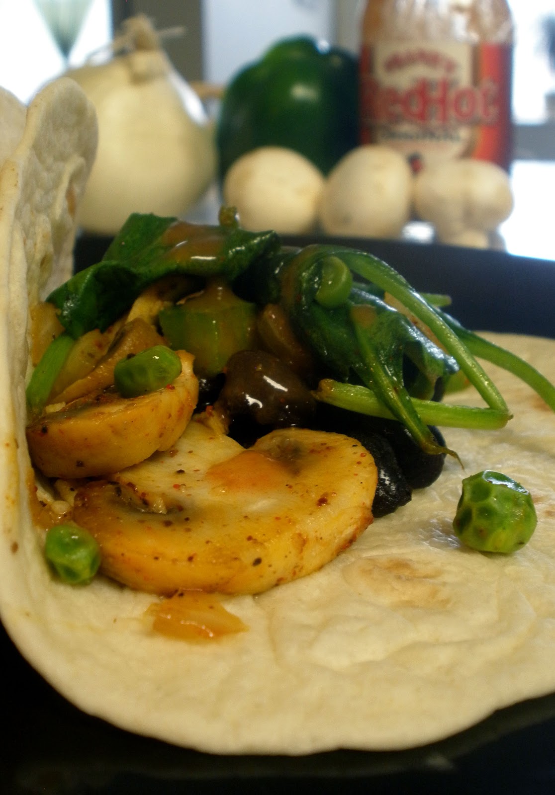 Vegan & Verdure [On a Budget] Mushroom, Spinach, and Black Bean Fajitas
