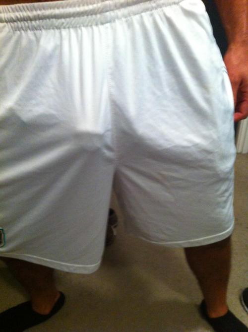 Freeballing in shorts-- let that package show off to its FULLEST potential!...
