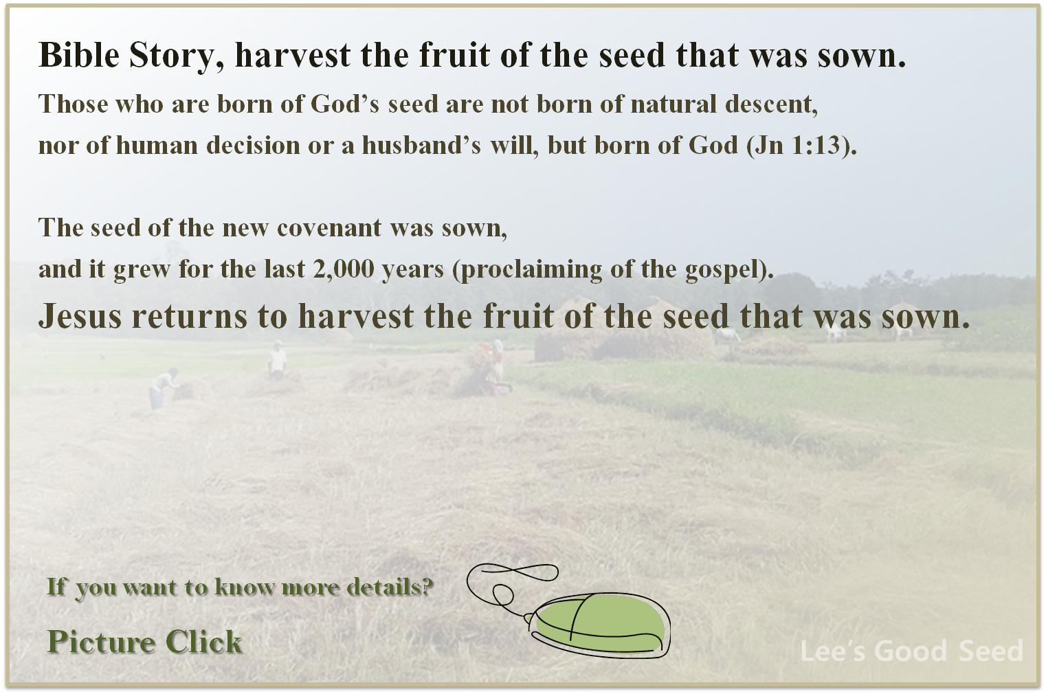 Shincheonji "Good Seed" Bible Story, God’s Seed, Abraham’s Seed