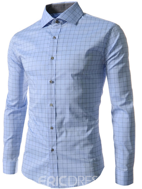  Lapel Plaid Single-Breasted Long Sleeve Shirt