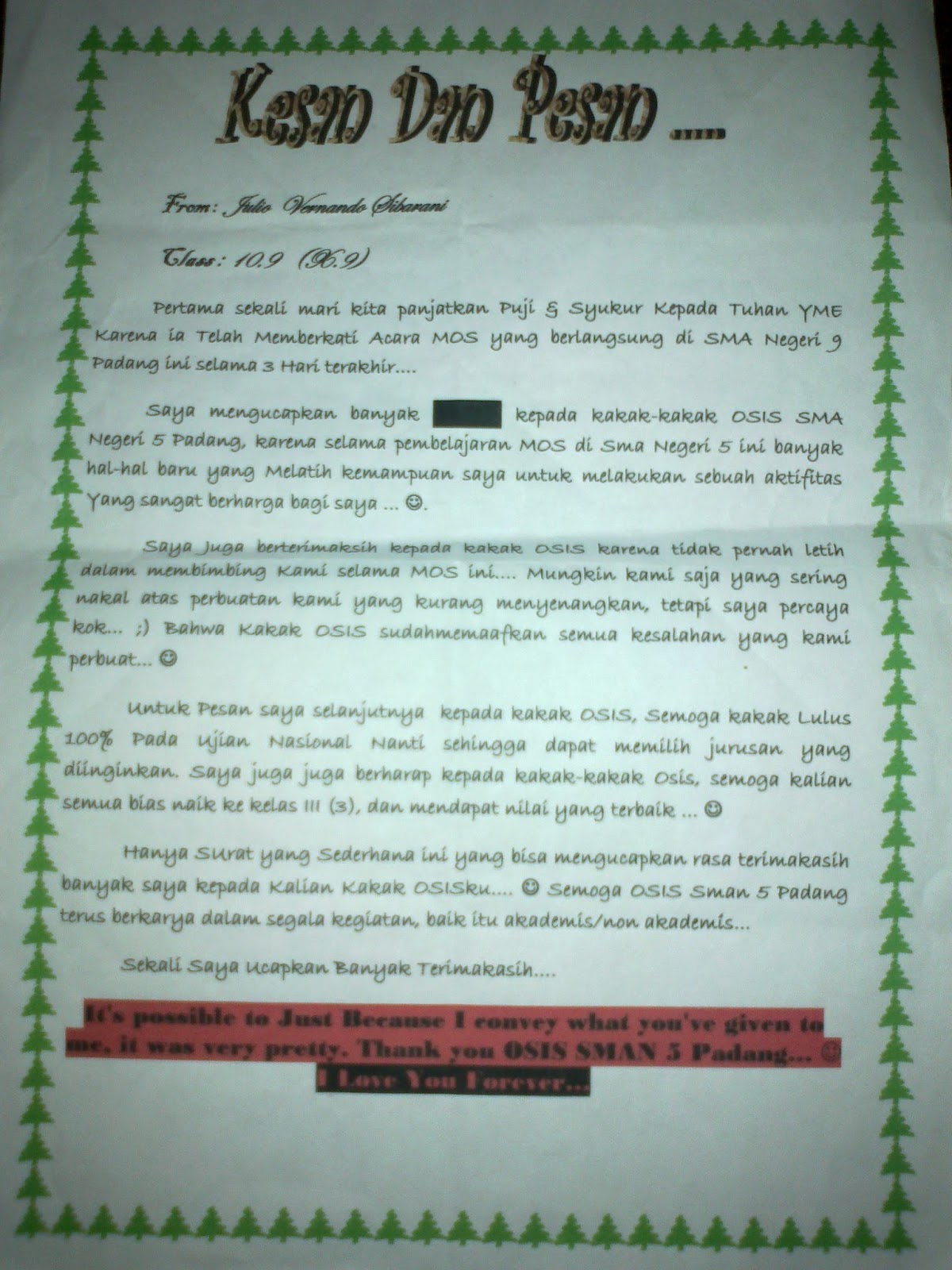 Contoh Surat Kesan Dan Pesan Ospek Contoh Surat