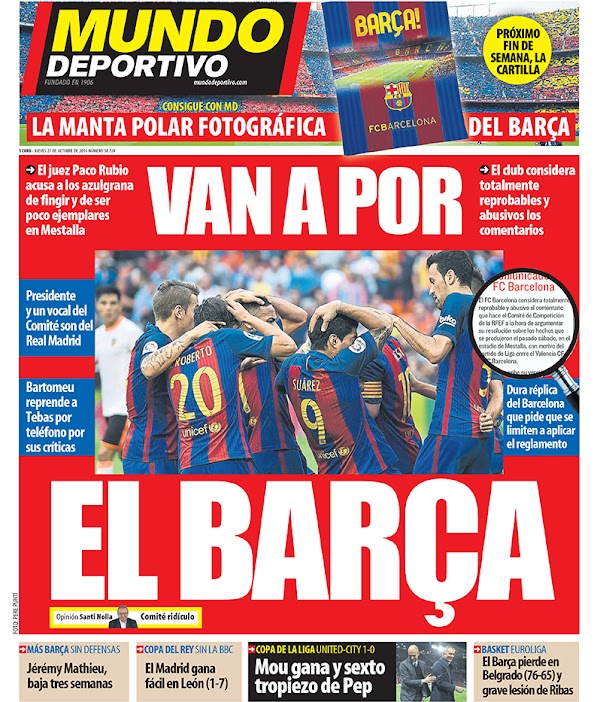 FC Barcelona, Mundo Deportivo: "Van a por el Barça"