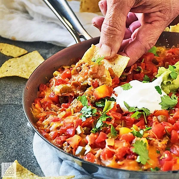 Hot Mexican Dip ready to eat with your favorite chips