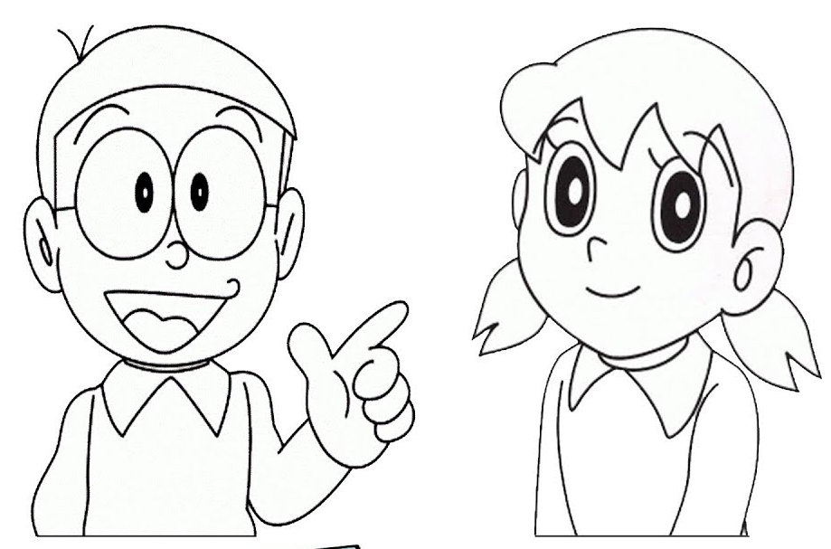 Kumpulan Sketsa Gambar Mewarnai Hitam Putih Kartun Sizuka Doraemon