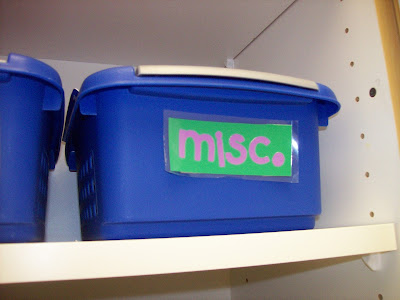 Labels of supply bins for orchestra classroom